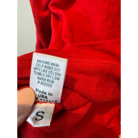 Soulcycle X Monrow Crew Neck Pullover Sweatshirt Lace Up Back Red Women S - Picture 7 of 7